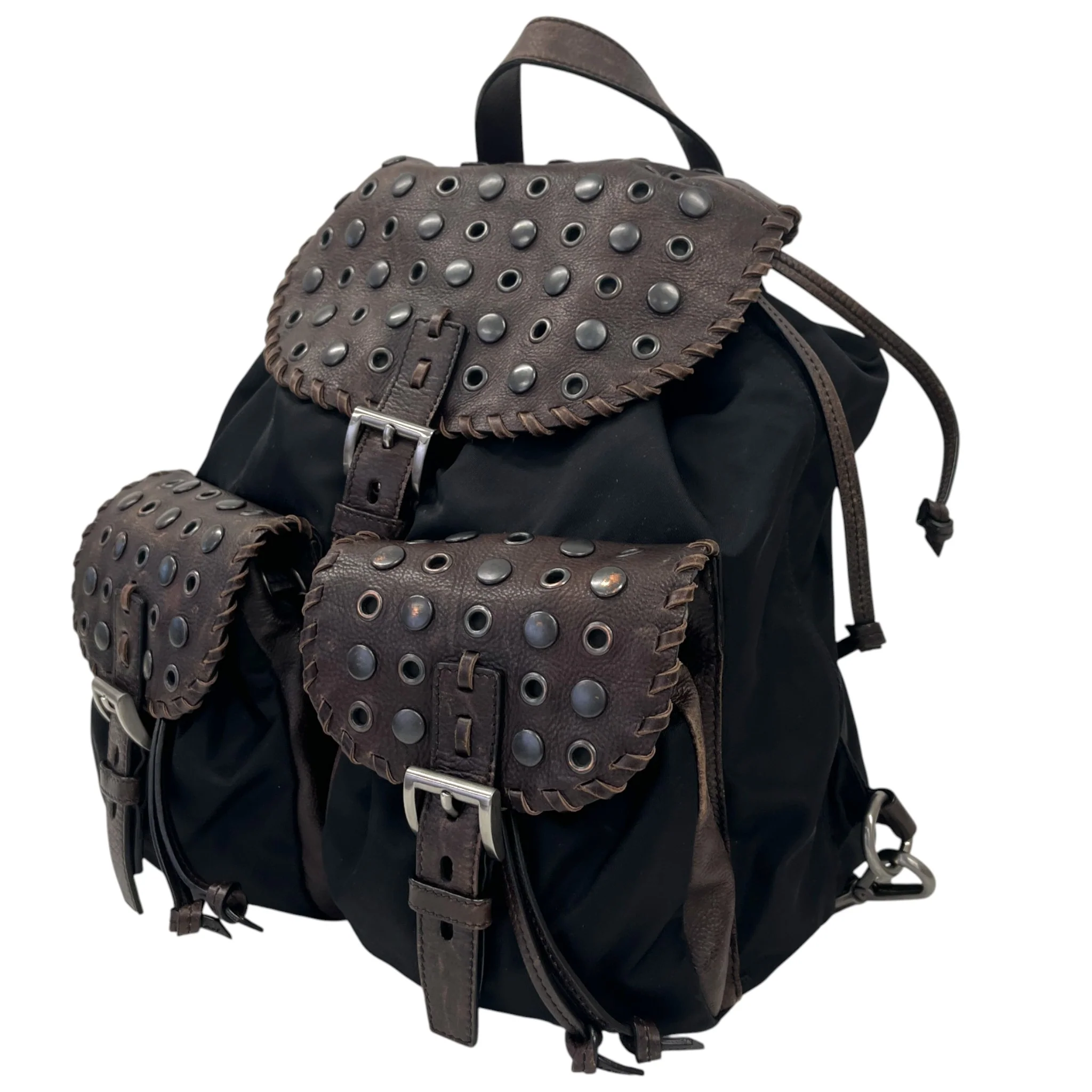 Women's Studded Leather Backpack Black - Image 5