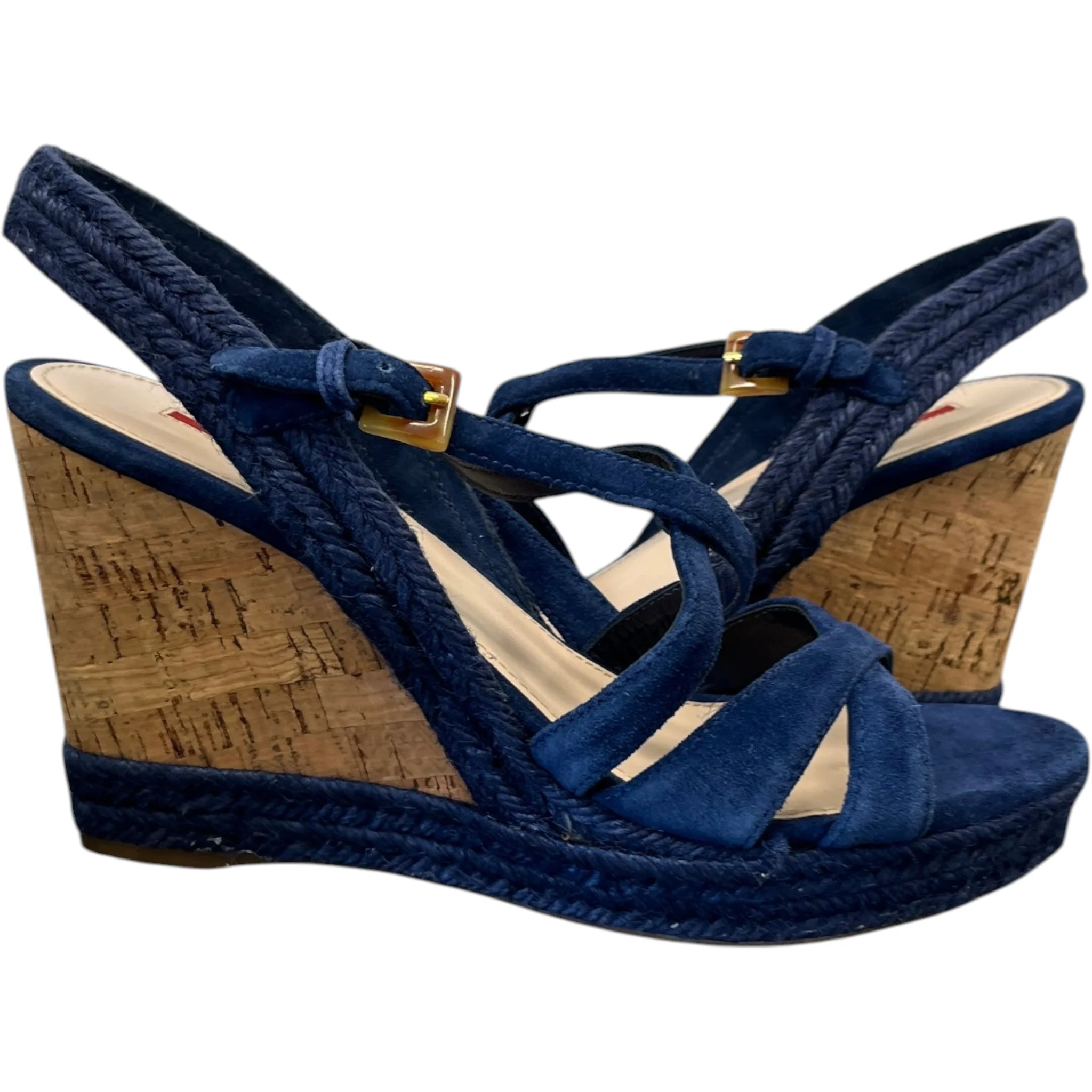 Women's Suede Straps Wedge Heels Blue Size EU 40 / UK 7 - Image 3