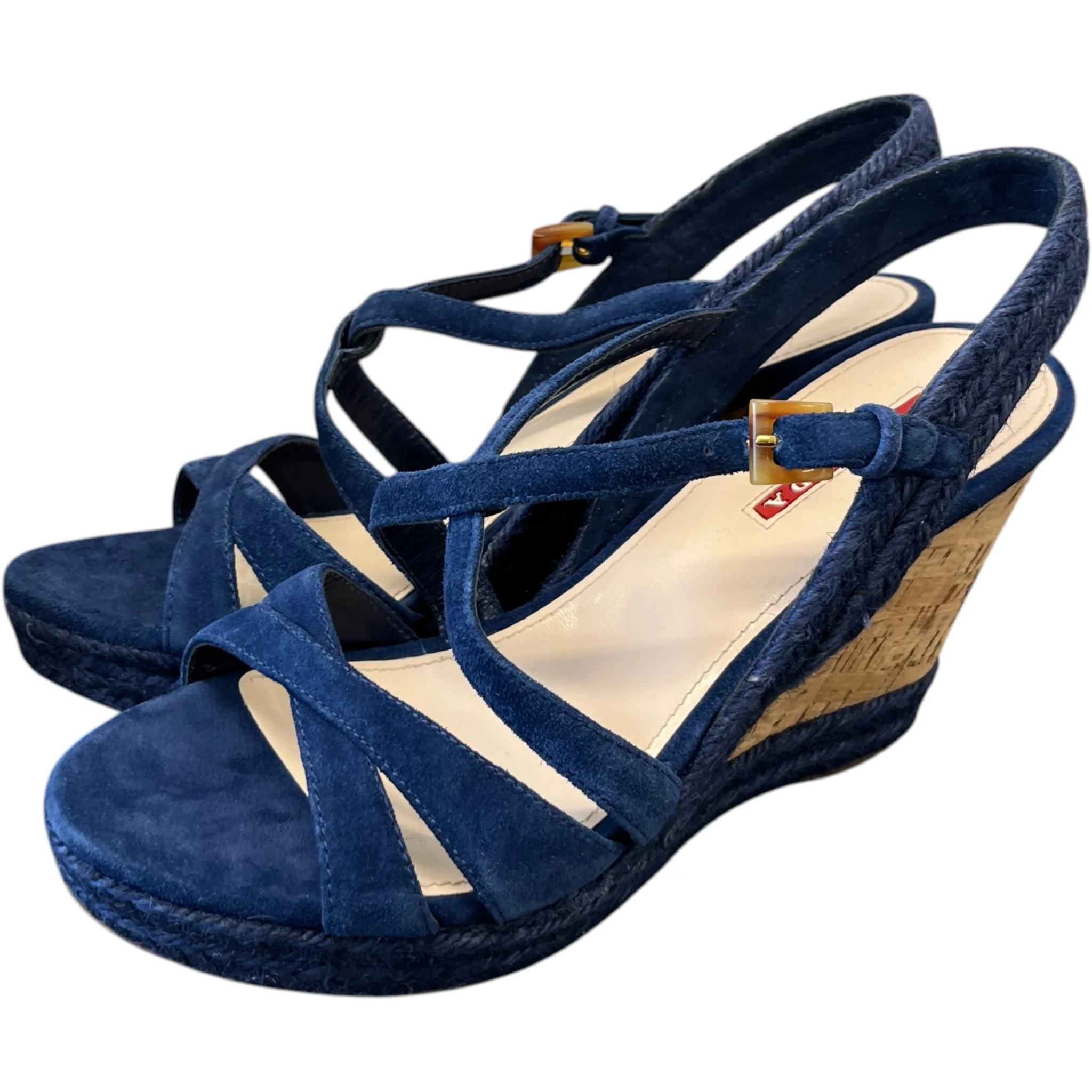 Women's Suede Straps Wedge Heels Blue Size EU 40 / UK 7 - Image 9