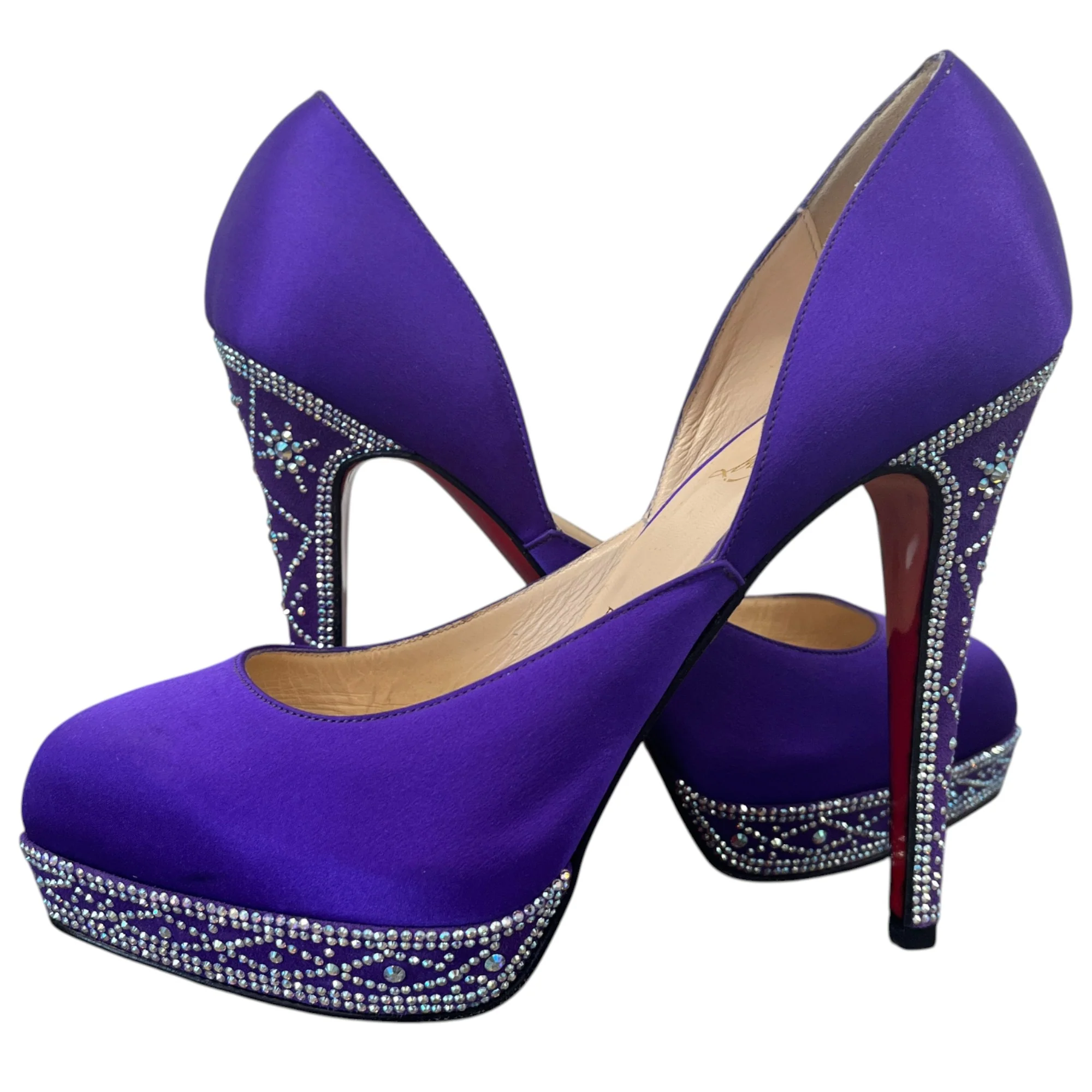 Women's Swarovski Cristal Embellished Heels Purple Size EU 38 / UK 5 - Image 3
