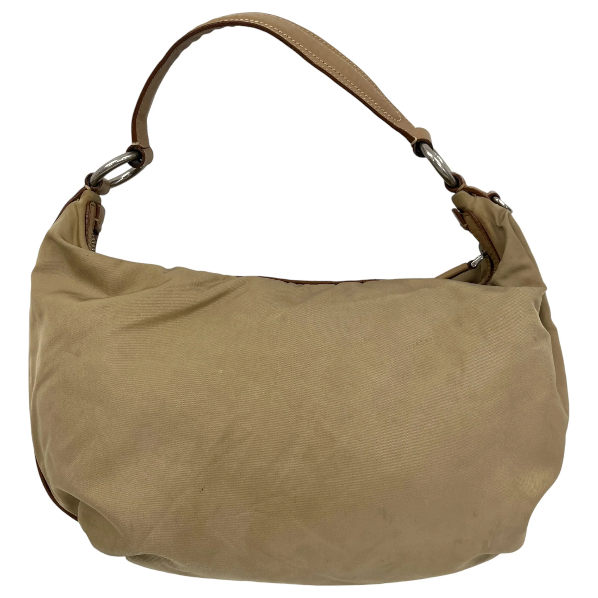 Women's Tessuto Nylon Hobo Handbag Beige - Image 4
