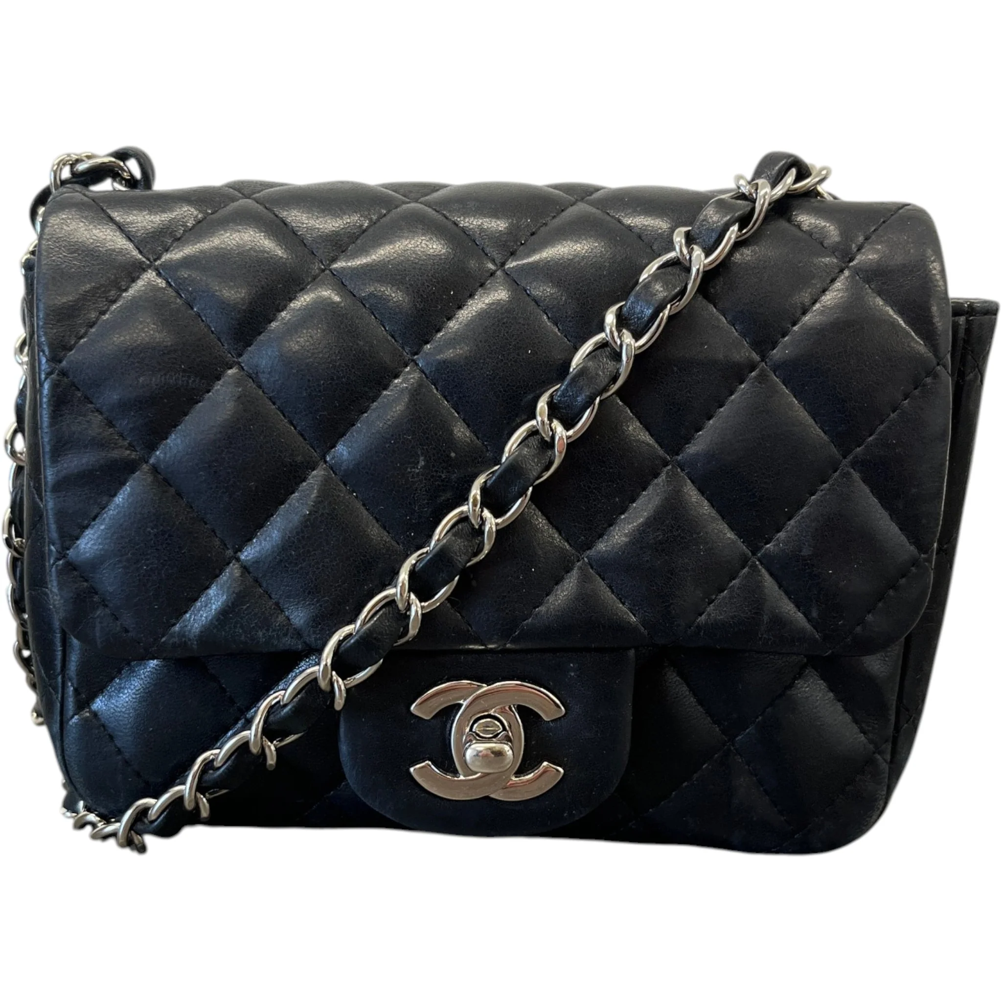 Women's Timeless/Classique Mini Square Flap Lambskin Bag Black