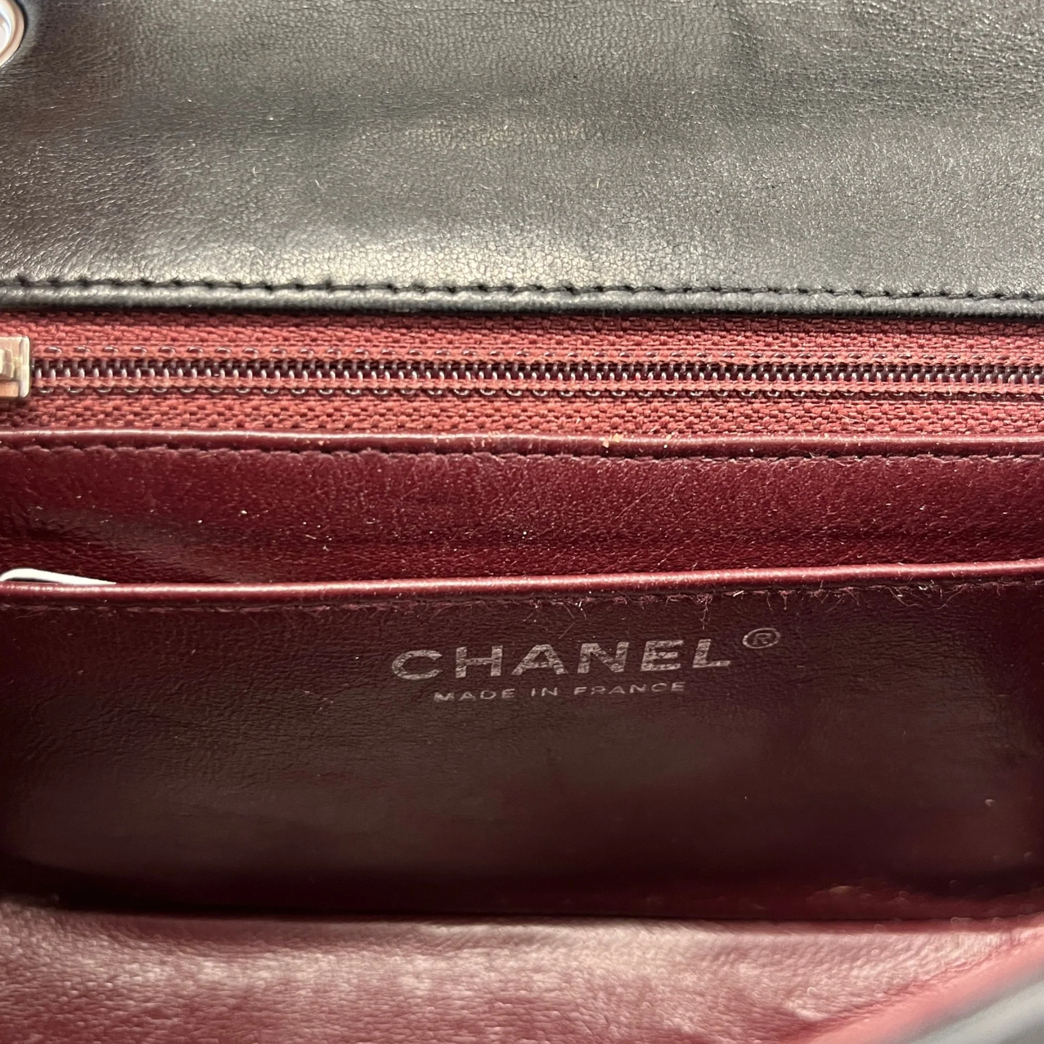 Women's Timeless/Classique Mini Square Flap Lambskin Bag Black - Image 12