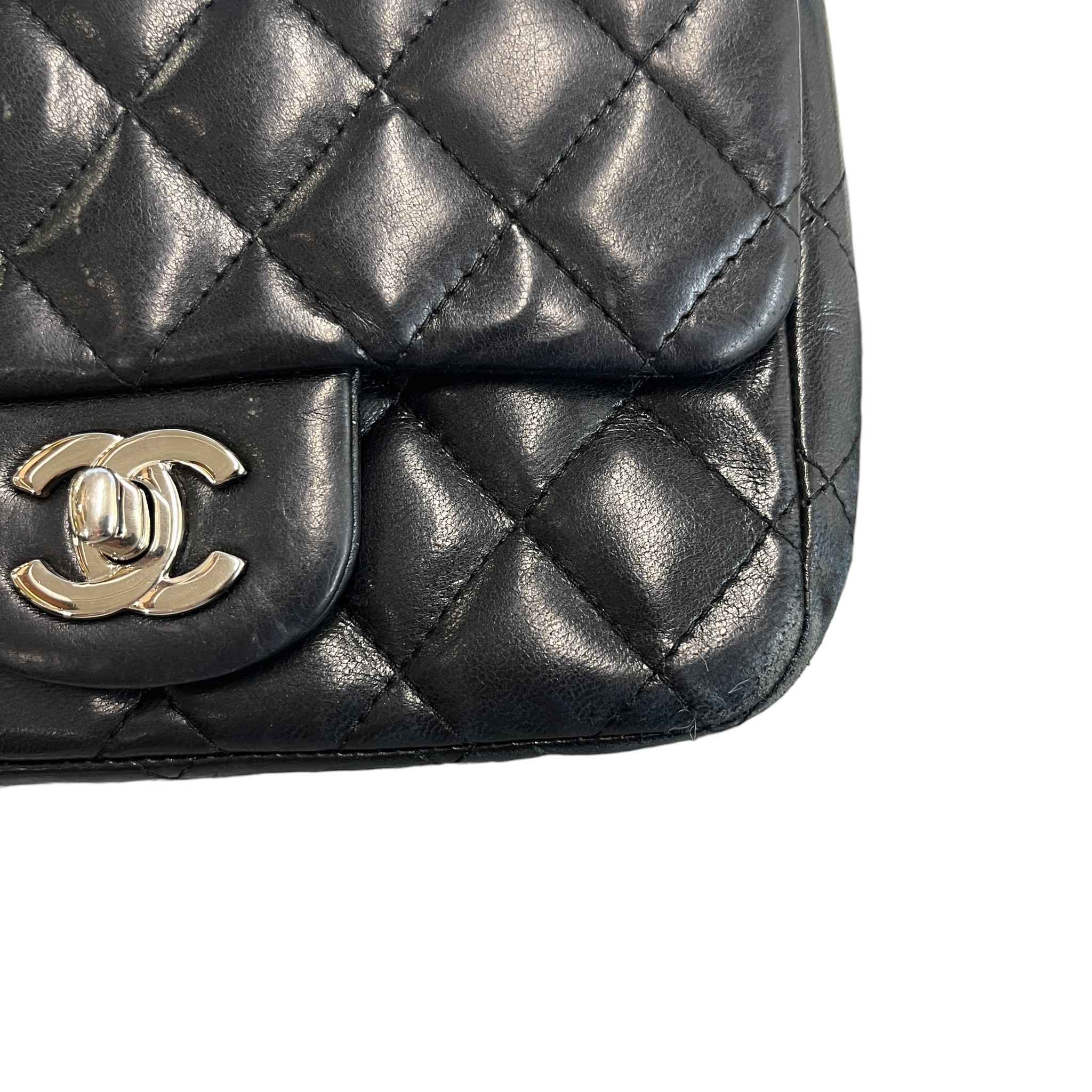 Women's Timeless/Classique Mini Square Flap Lambskin Bag Black - Image 16