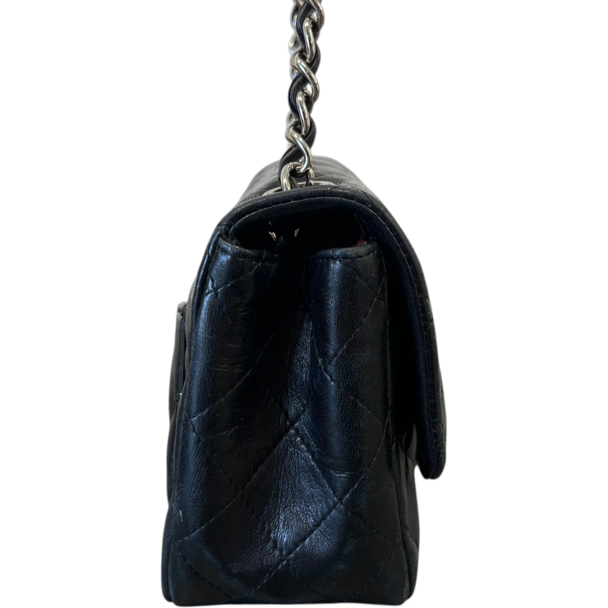 Women's Timeless/Classique Mini Square Flap Lambskin Bag Black - Image 6