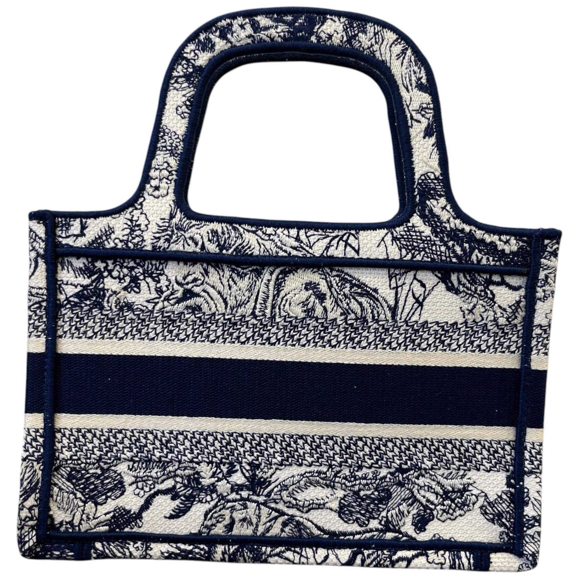 Women's Toile De Jouy Mini Book Tote Bag Navy - Image 3