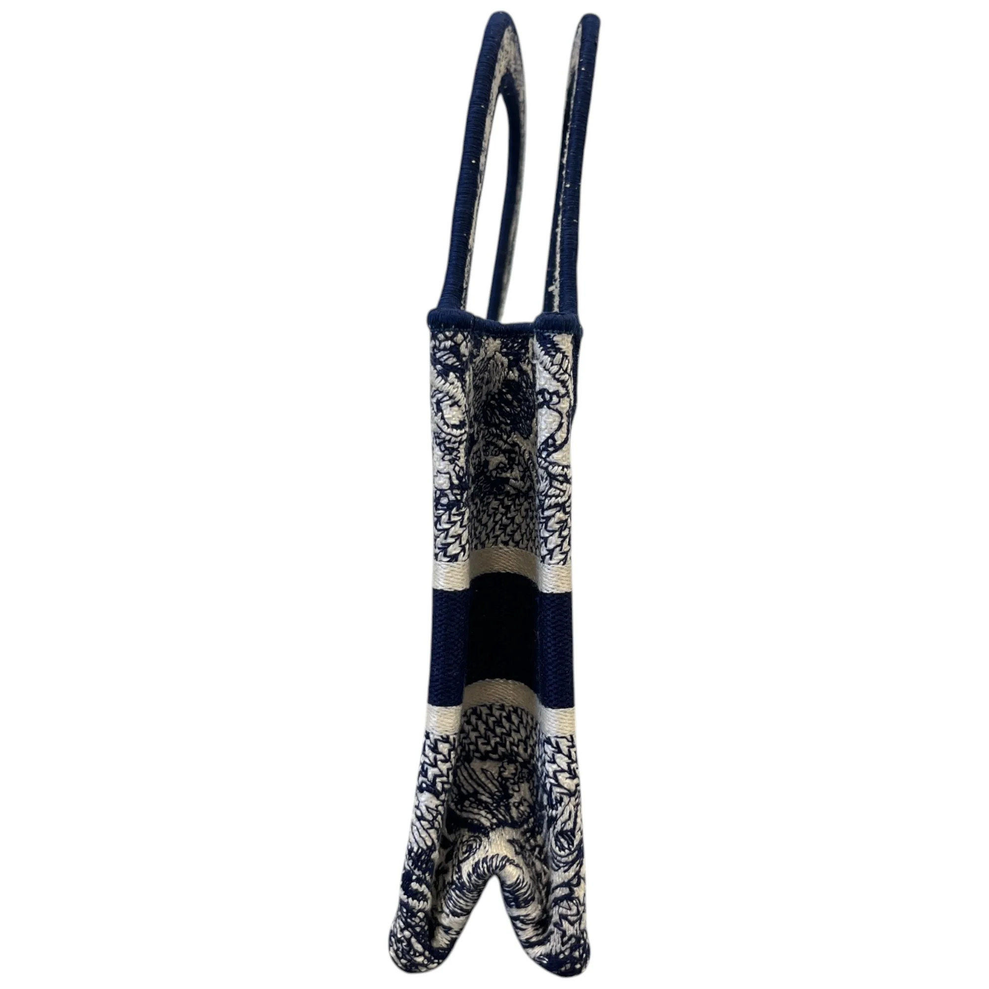 Women's Toile De Jouy Mini Book Tote Bag Navy - Image 6