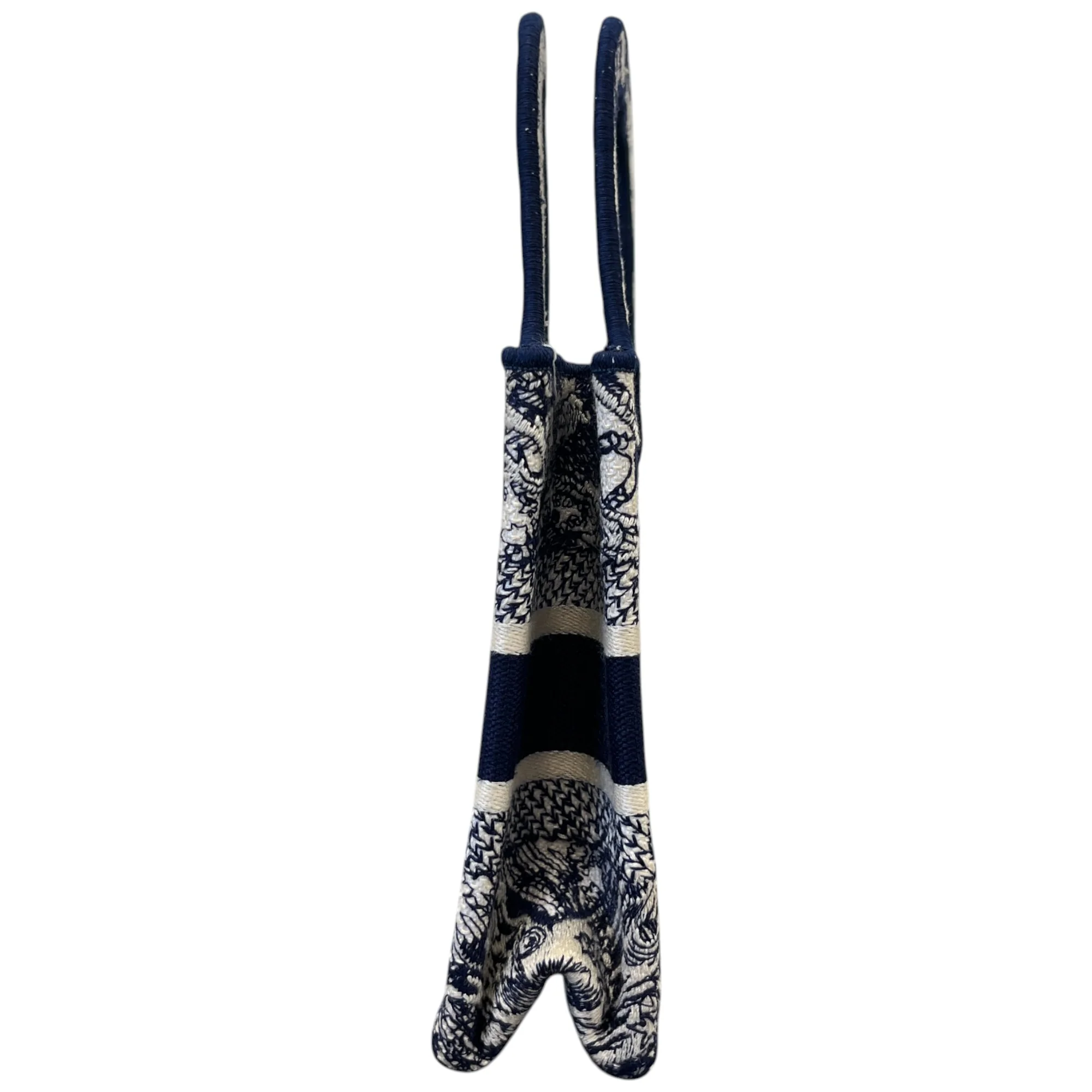 Women's Toile De Jouy Mini Book Tote Bag Navy - Image 7