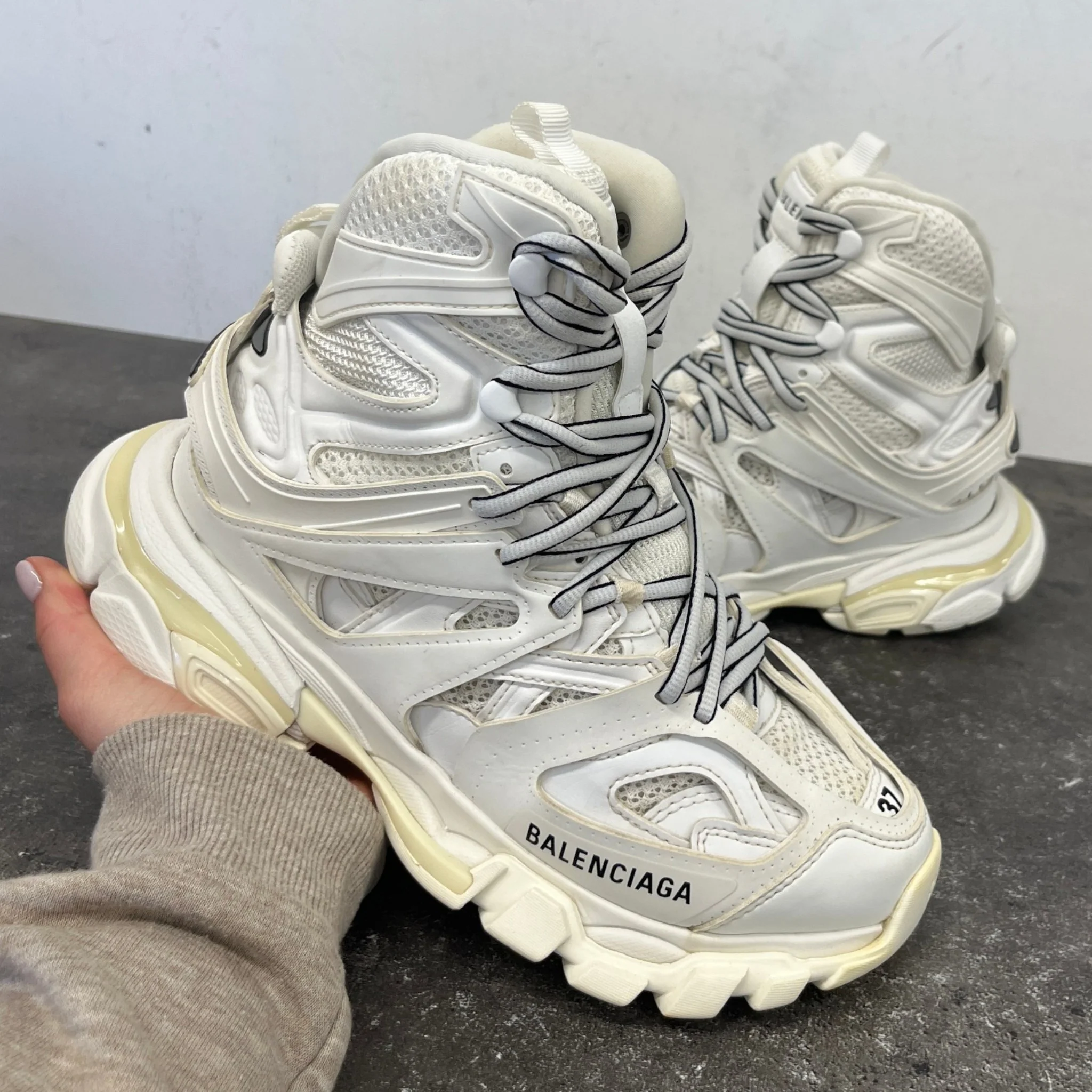 Women's Track Hike High Trainers White Size EU 37 / UK 4 - Image 11