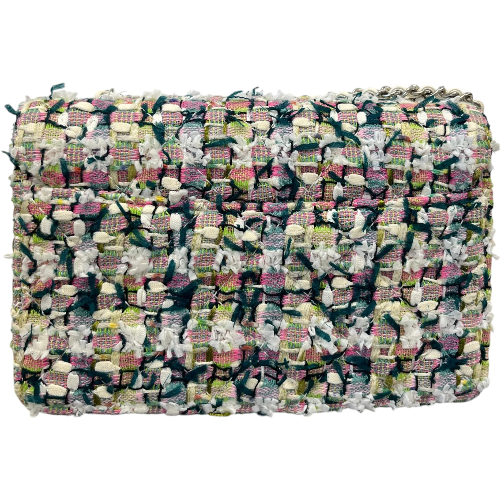 Women's Tweed Beauty Lock Flap Bag White - Image 3