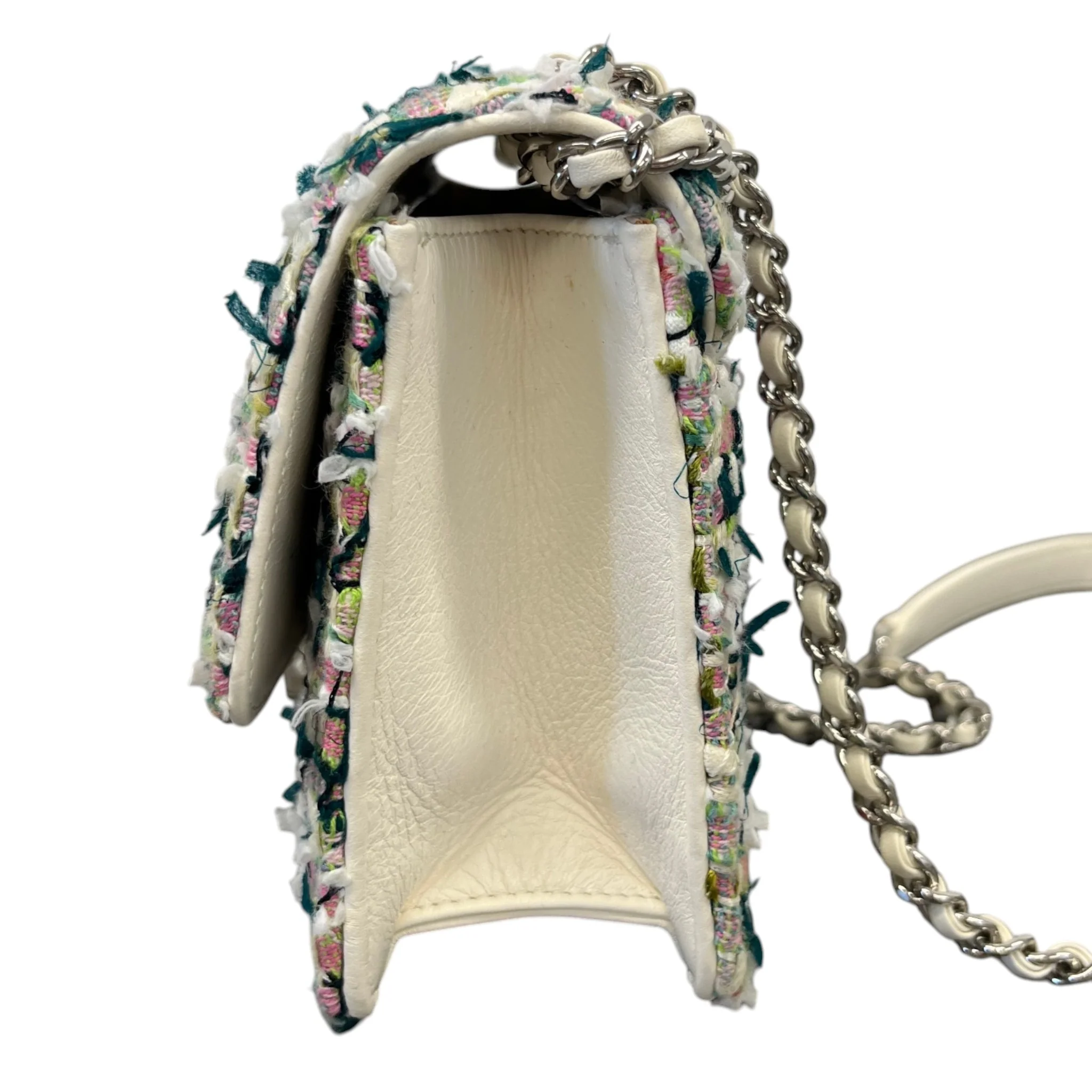 Women's Tweed Beauty Lock Flap Bag White - Image 7