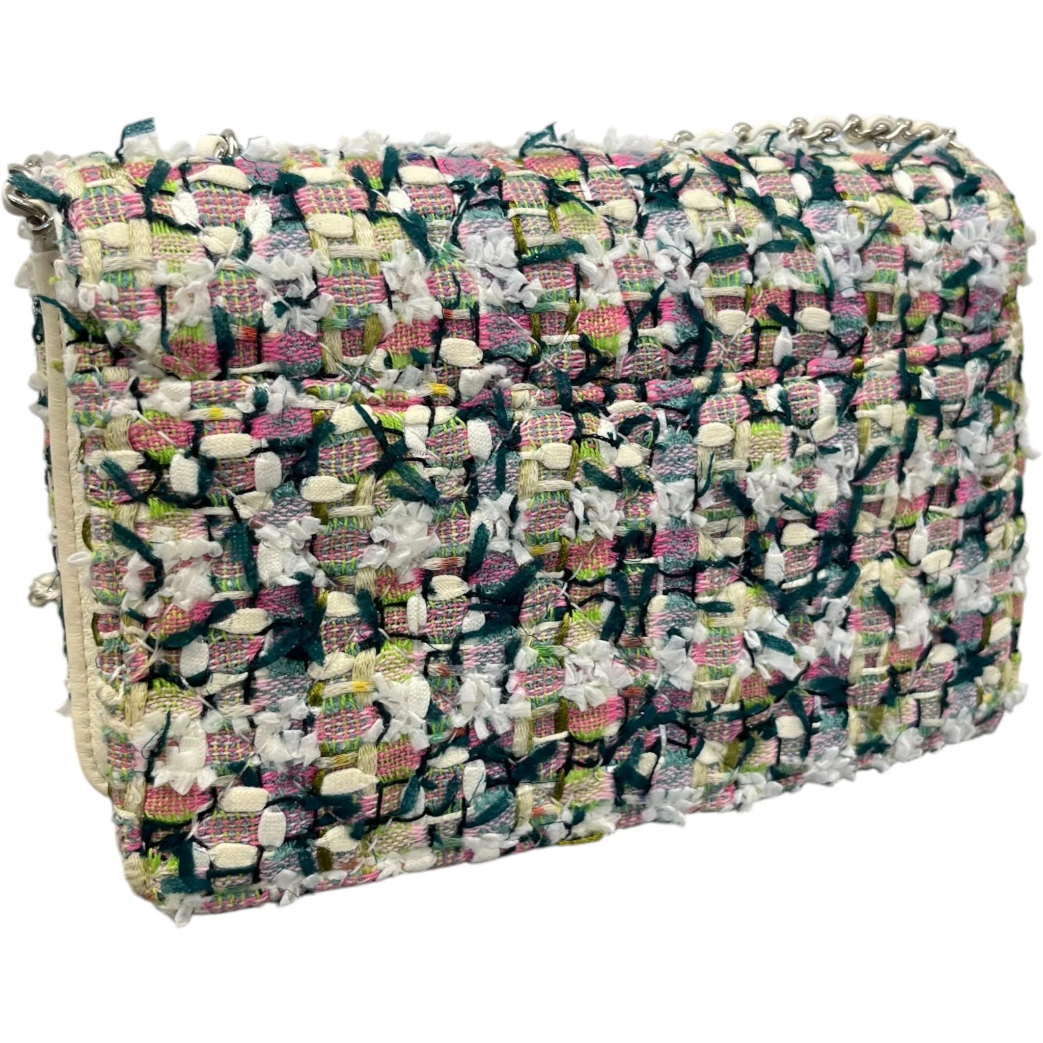 Women's Tweed Beauty Lock Flap Bag White - Image 8