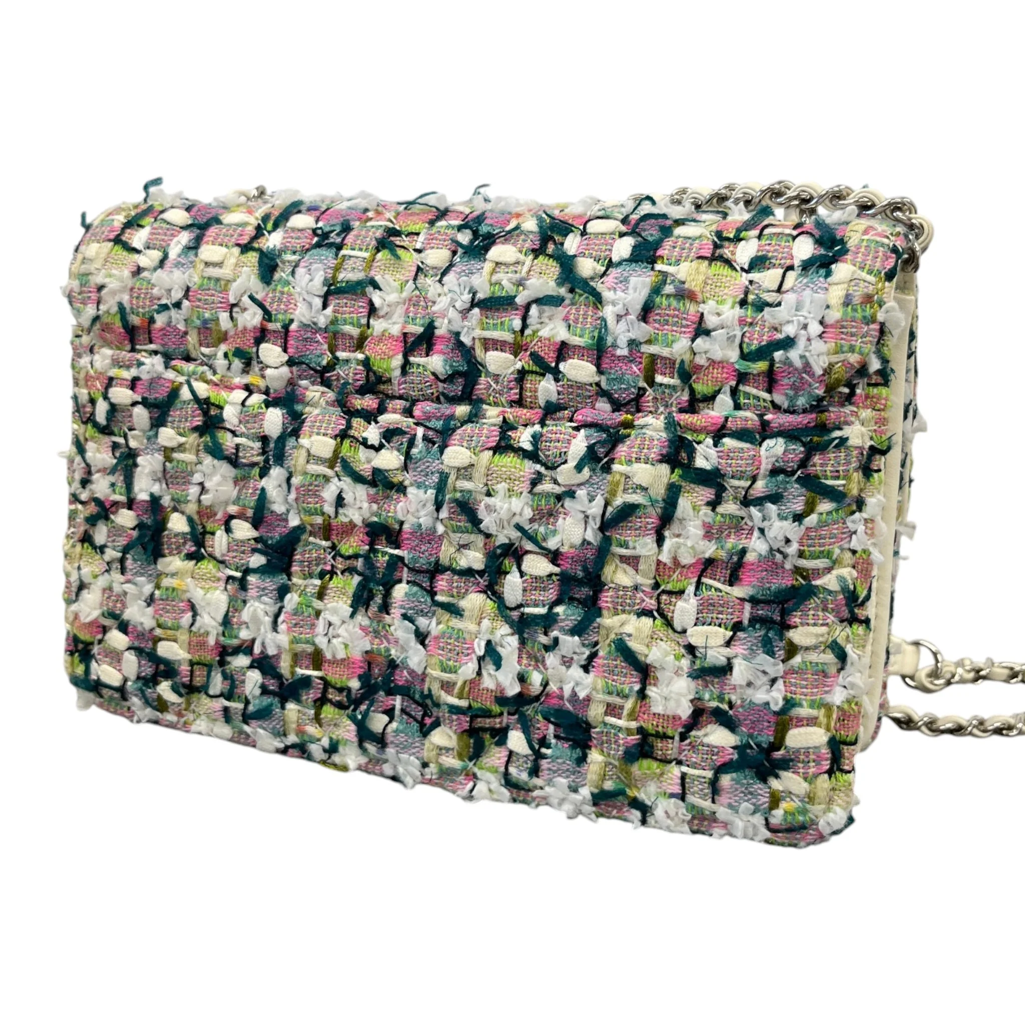 Women's Tweed Beauty Lock Flap Bag White - Image 9