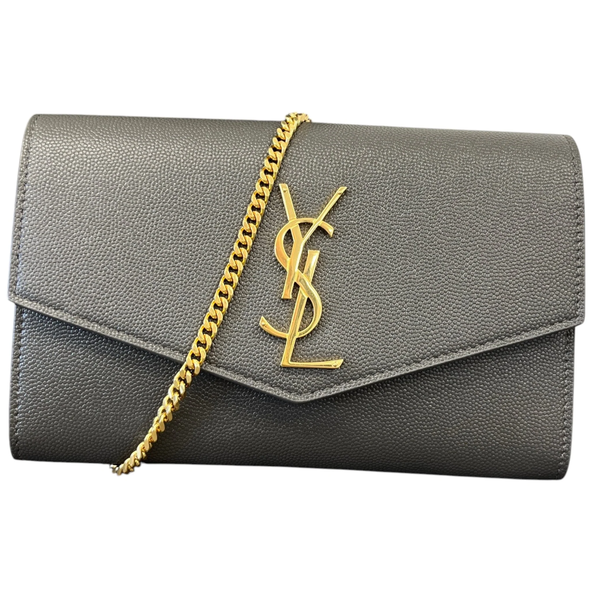 Women's Uptown Chain Wallet Grain De Poudre Bag Khaki