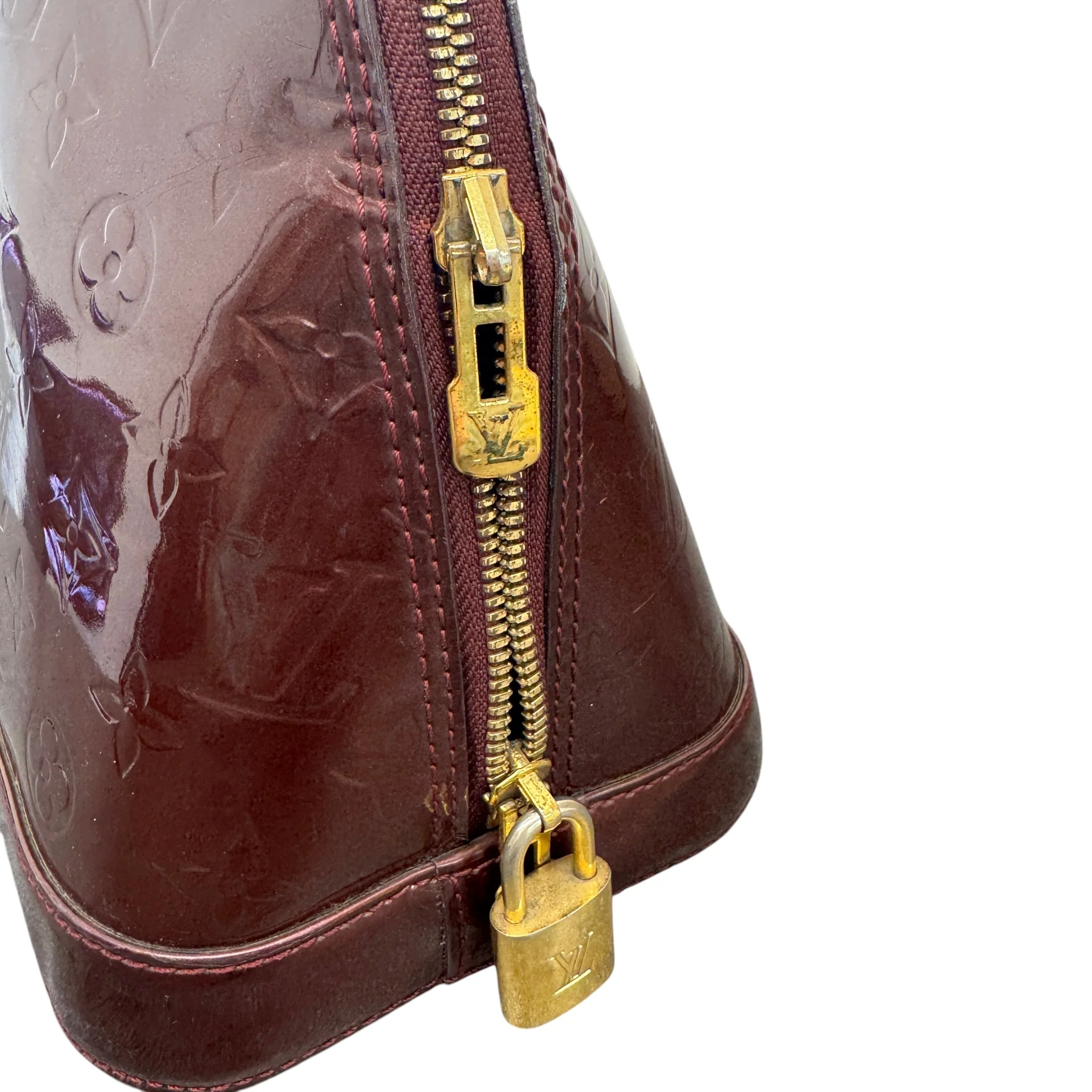 Women's Vernis Leather Alma Pm Bag Burgundy - Image 8