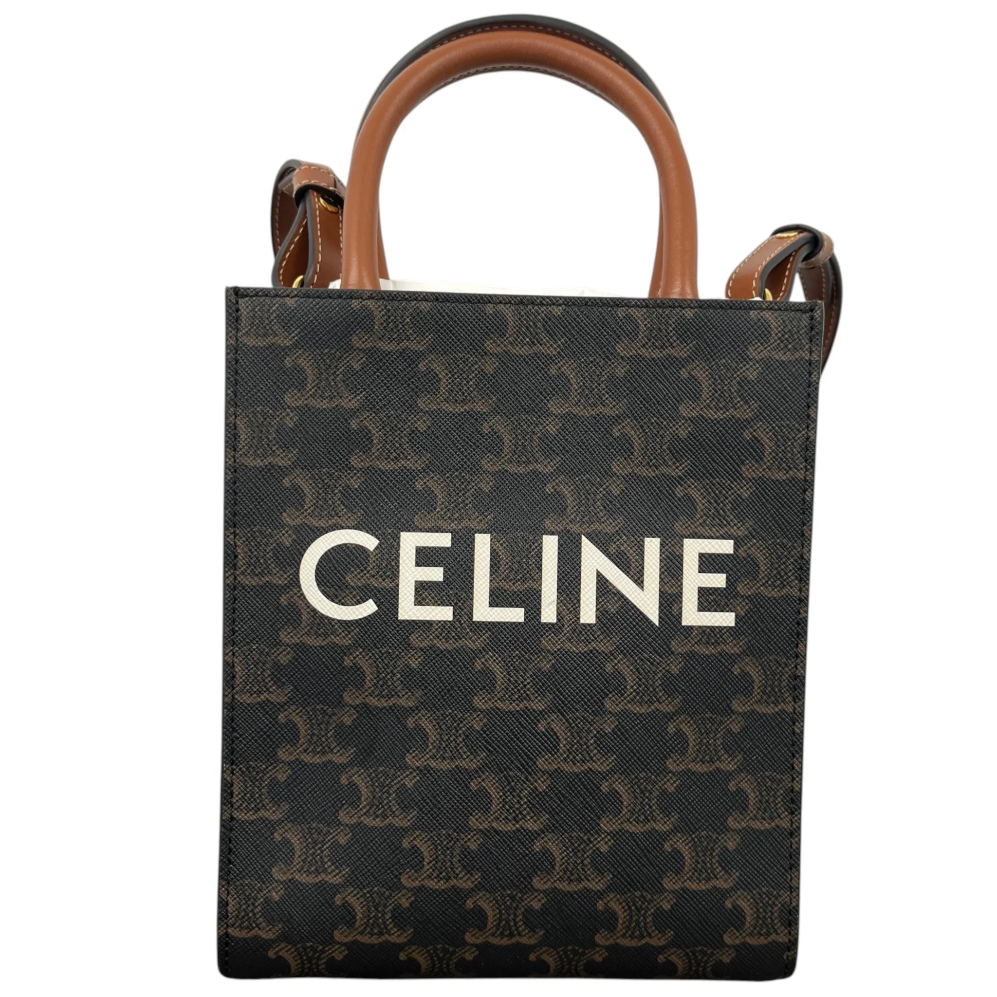 Women's Vertical Cabas Triomphe Tote Bag Brown - Image 3