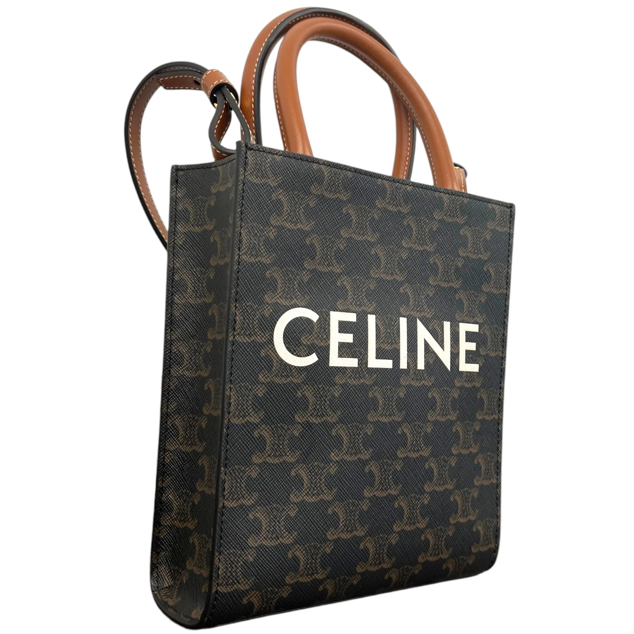 Women's Vertical Cabas Triomphe Tote Bag Brown - Image 4