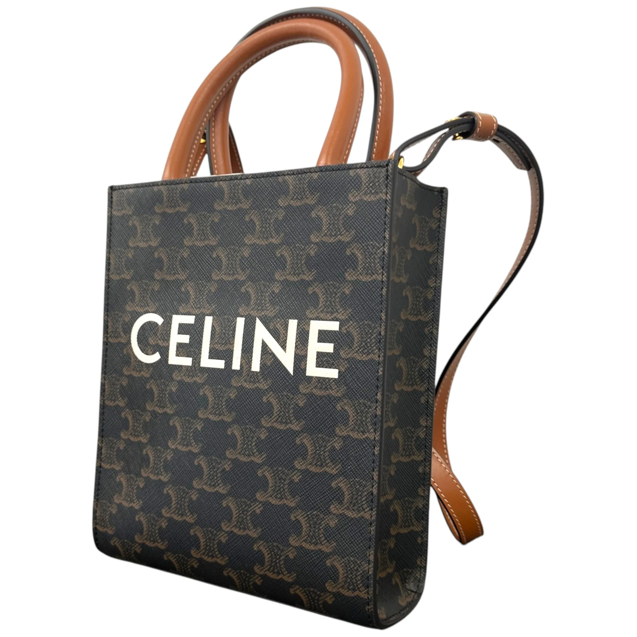 Women's Vertical Cabas Triomphe Tote Bag Brown - Image 6