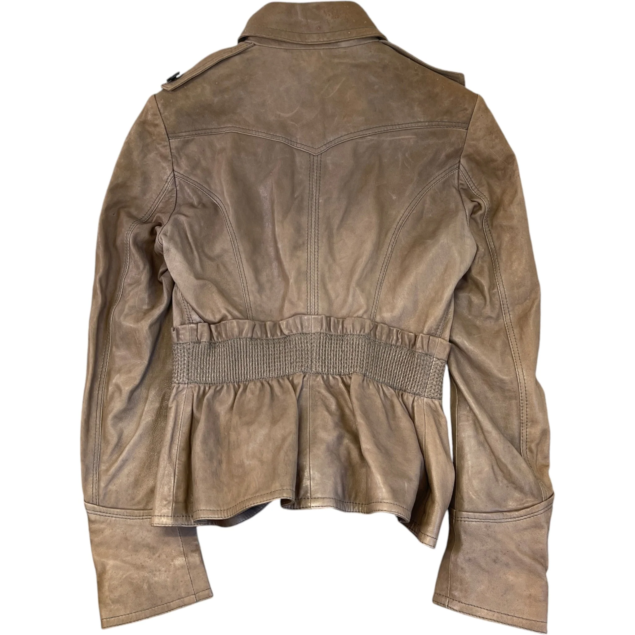 Women's Vintage Biker Jacket Beige Size 44 / UK 12 - Image 2
