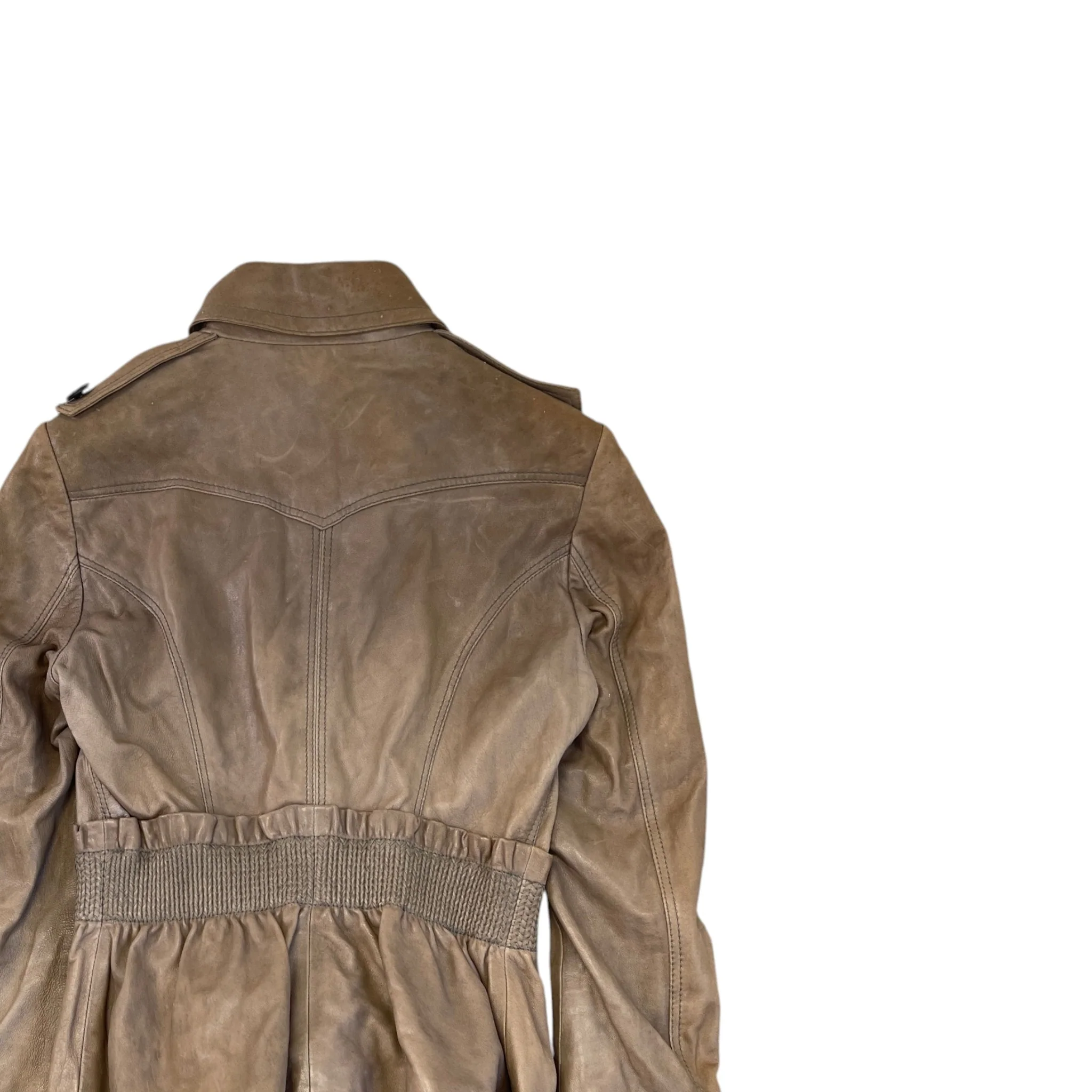 Women's Vintage Biker Jacket Beige Size 44 / UK 12 - Image 4