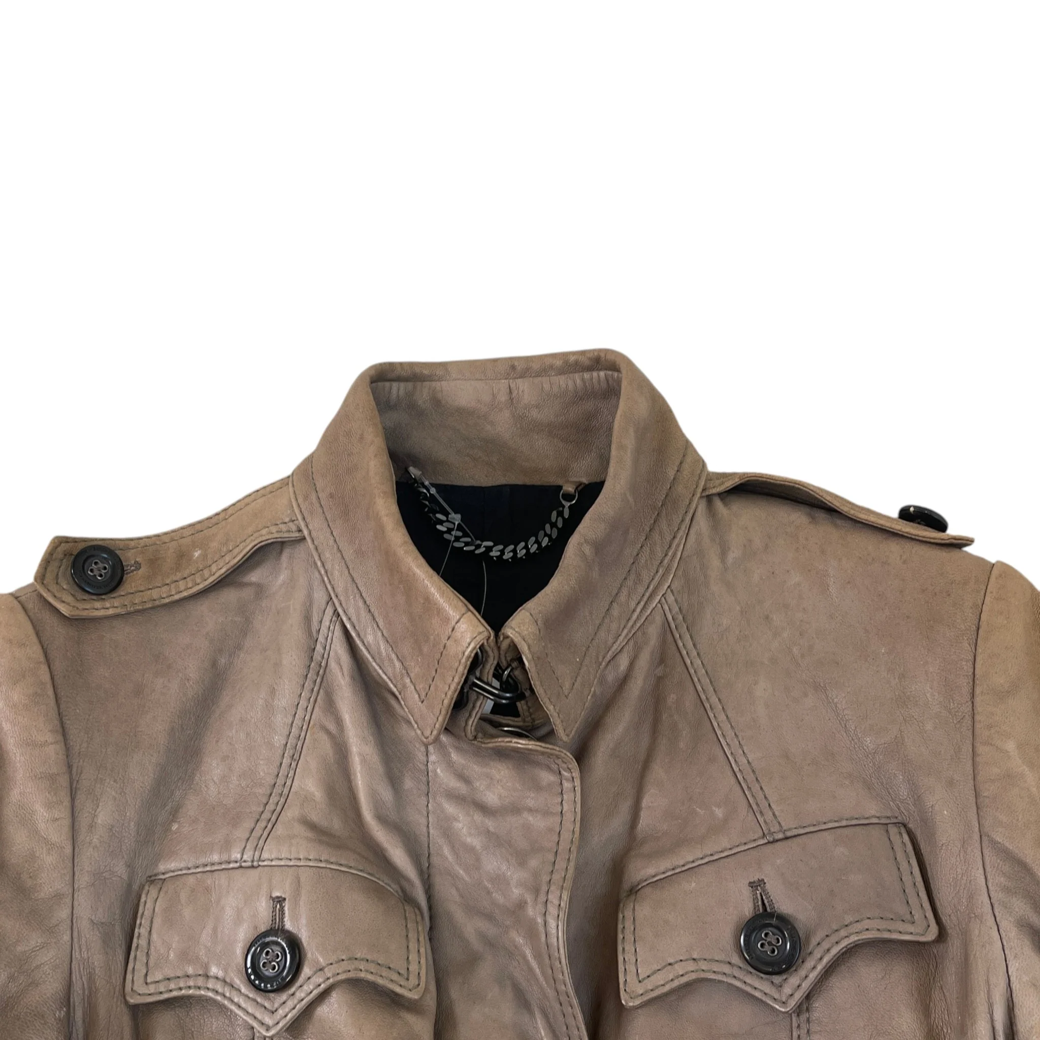 Women's Vintage Biker Jacket Beige Size 44 / UK 12 - Image 5