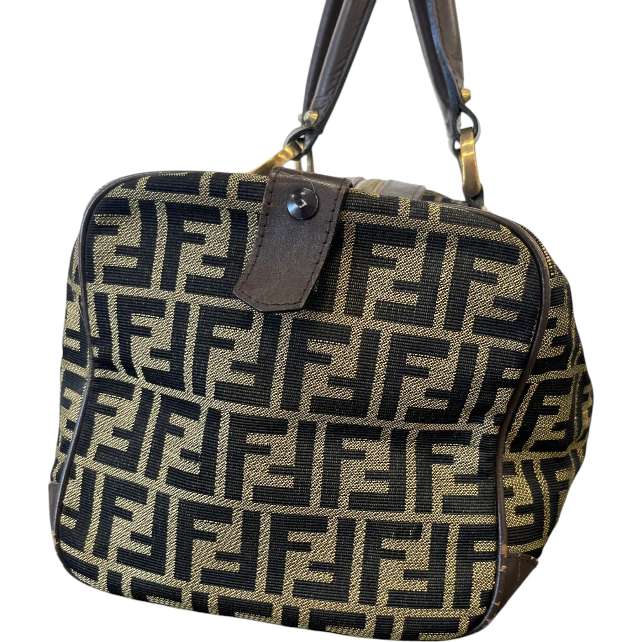 Women's Vintage Ff Zucca Boston Bag Brown - Image 6