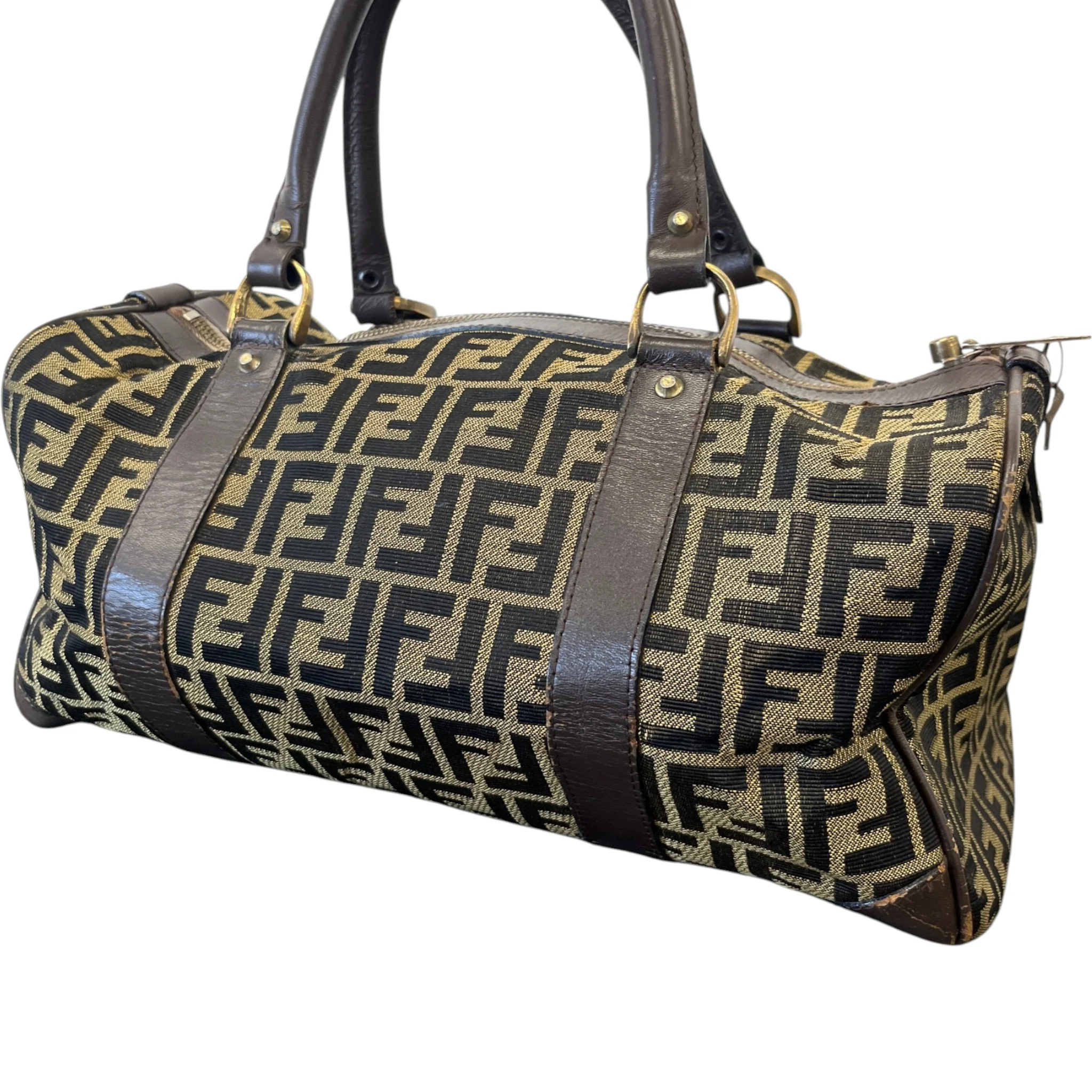 Women's Vintage Ff Zucca Boston Bag Brown - Image 8