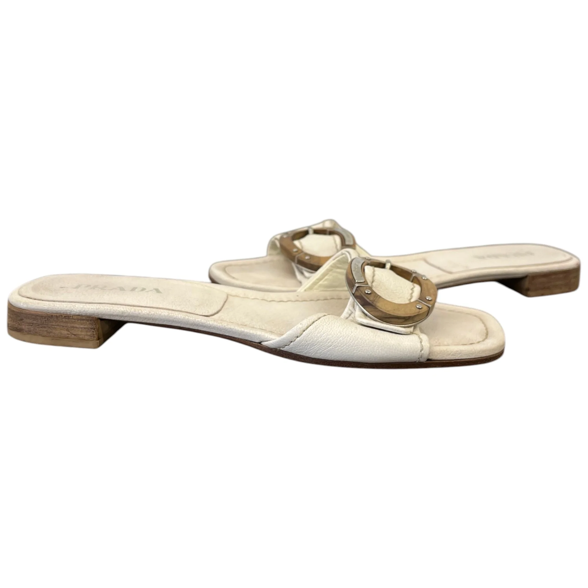 Women's Vintage Wooden Logo Sandals Cream Size EU 37 / UK 4 - Image 3