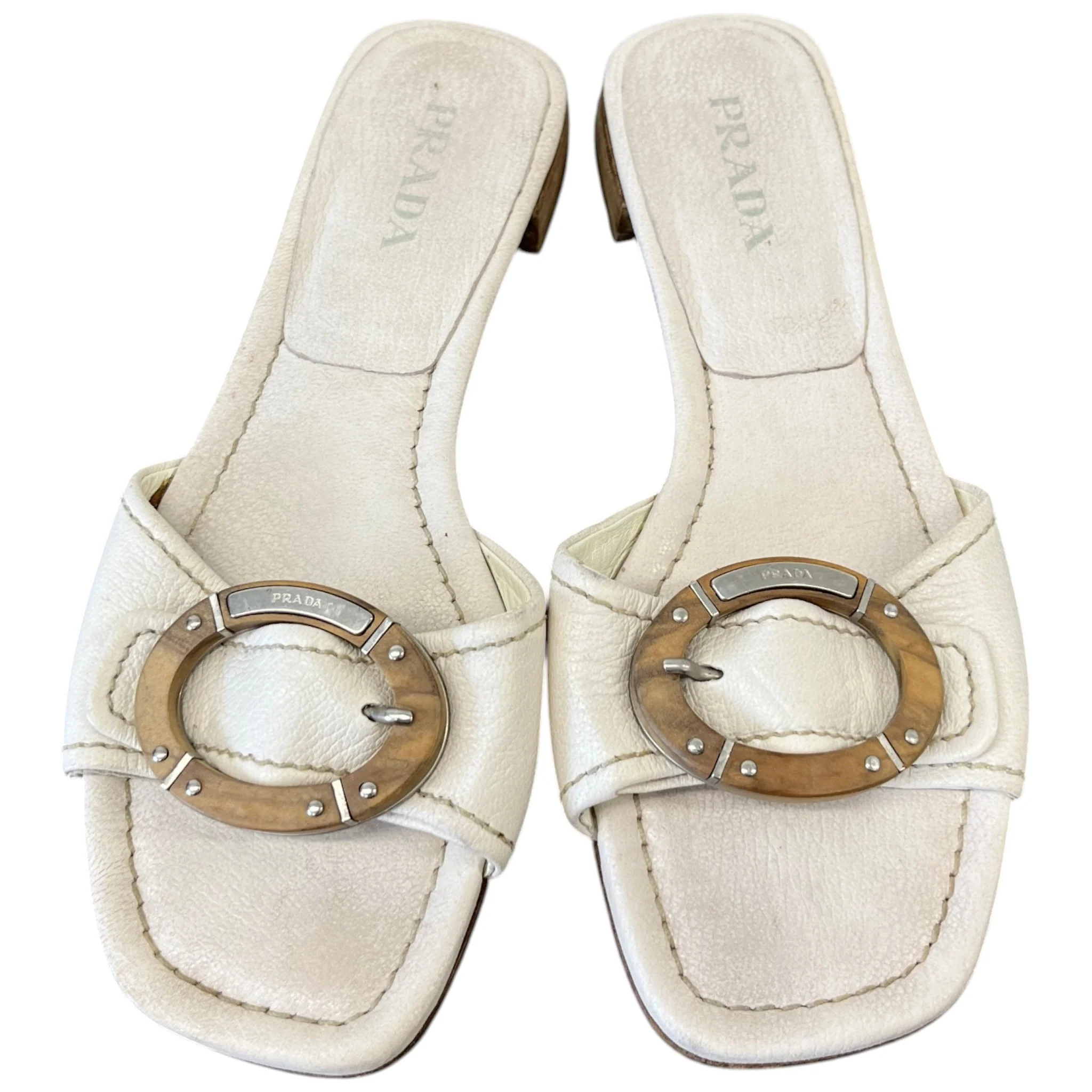 Women's Vintage Wooden Logo Sandals Cream Size EU 37 / UK 4 - Image 6