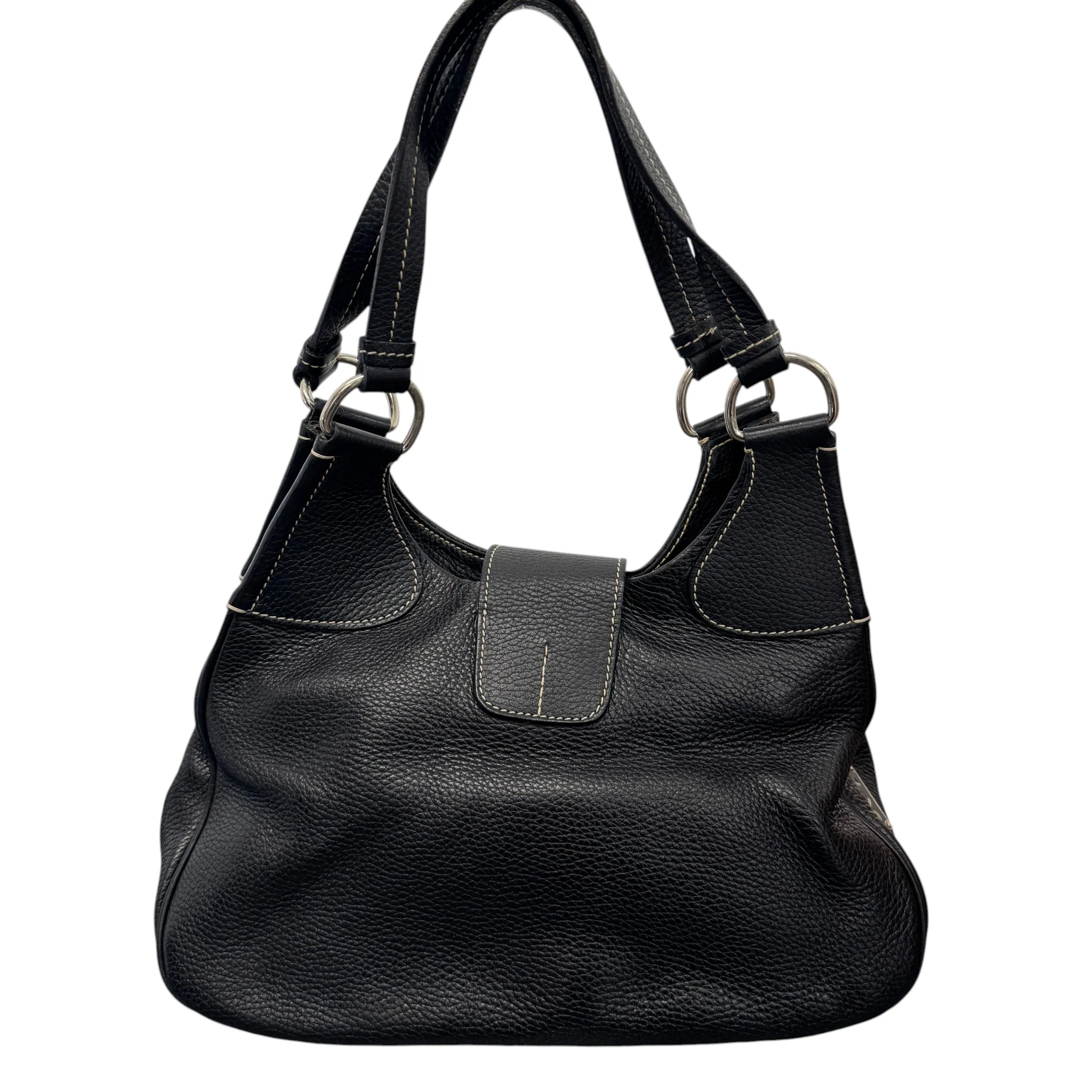 Women's Vitello Daino Life Moon Hobo Handbag Black - Image 3