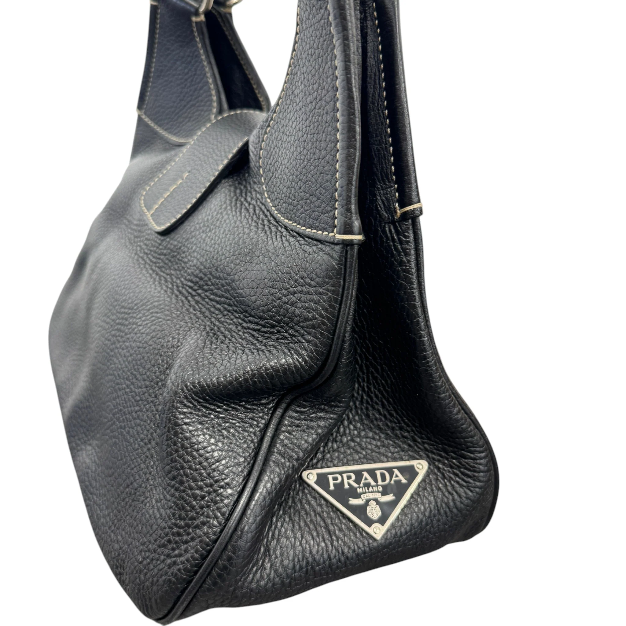Women's Vitello Daino Life Moon Hobo Handbag Black - Image 5