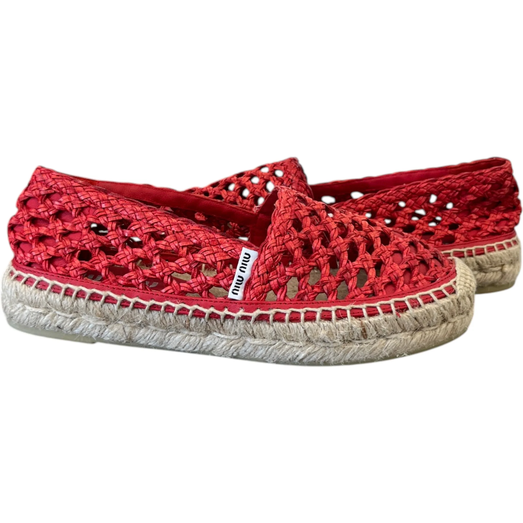 Women's Woven Espadrilles Red Size EU 35 / UK 2 - Image 3