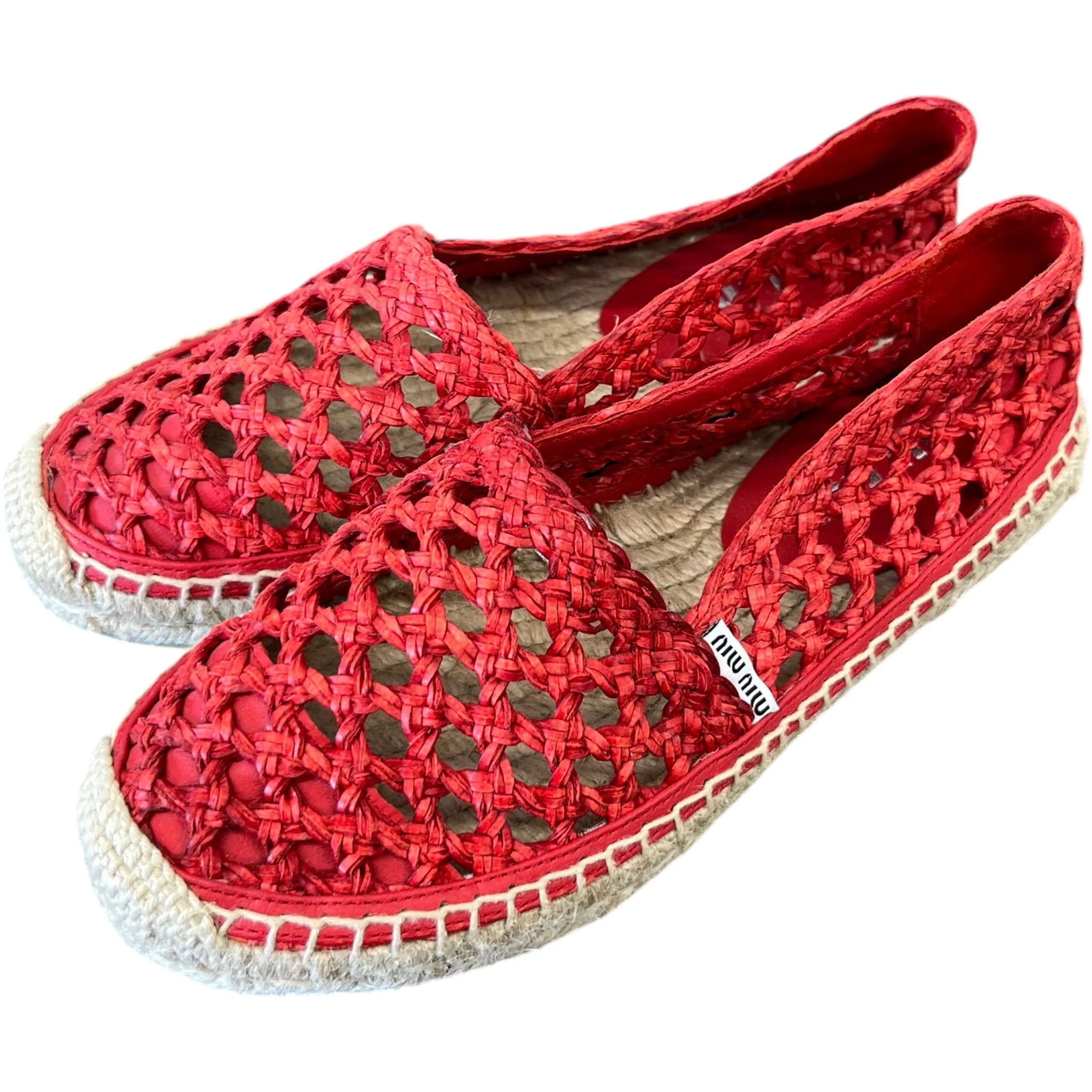 Women's Woven Espadrilles Red Size EU 35 / UK 2 - Image 9