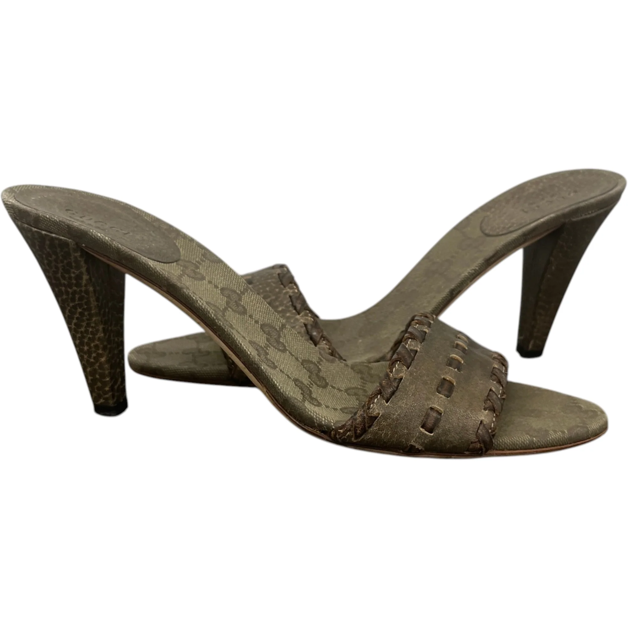 Women's Woven Leather Heels Beige Size EU 40 / UK 7 - Image 3