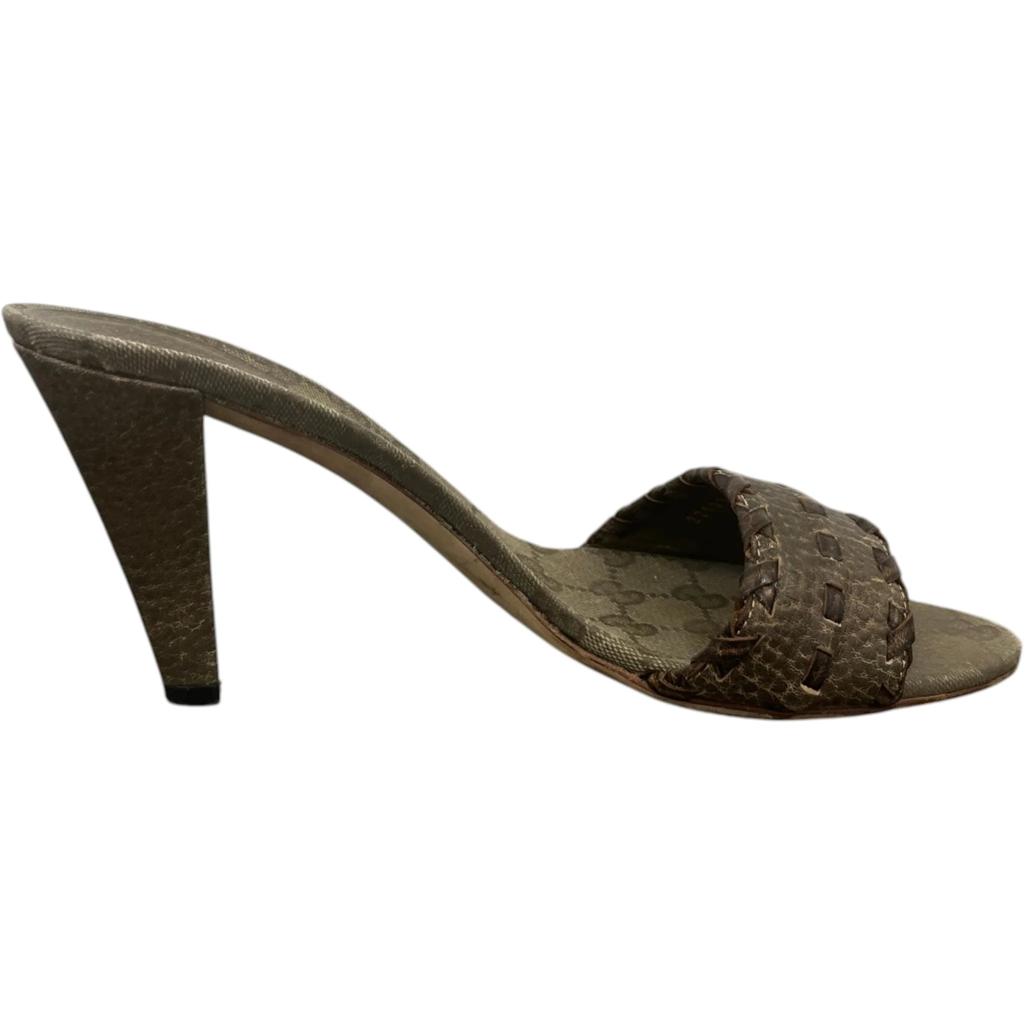 Women's Woven Leather Heels Beige Size EU 40 / UK 7 - Image 4