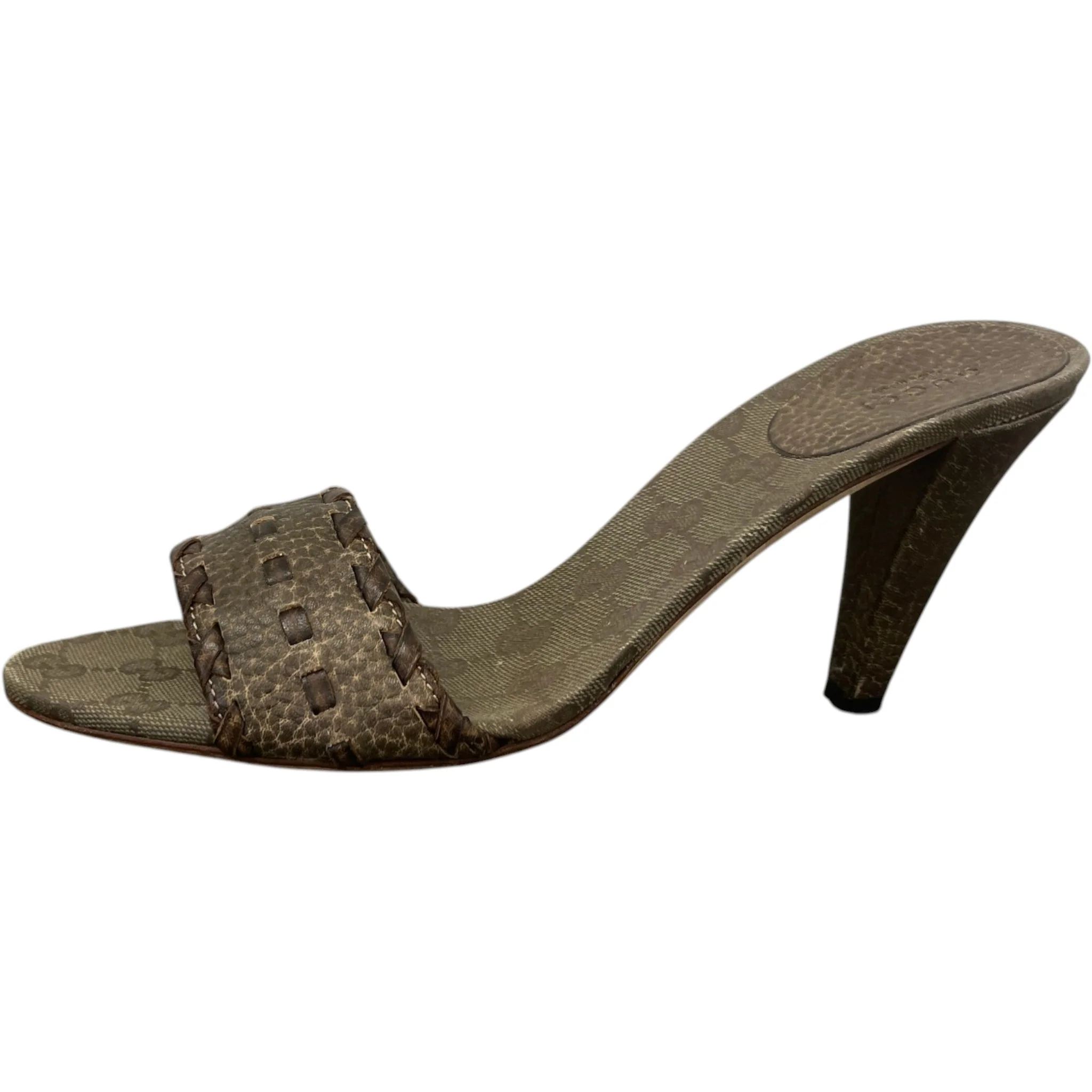 Women's Woven Leather Heels Beige Size EU 40 / UK 7 - Image 5
