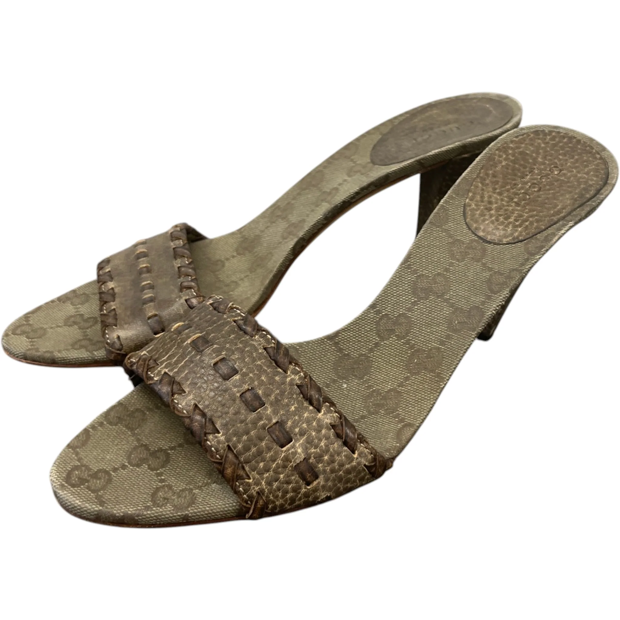 Women's Woven Leather Heels Beige Size EU 40 / UK 7 - Image 9